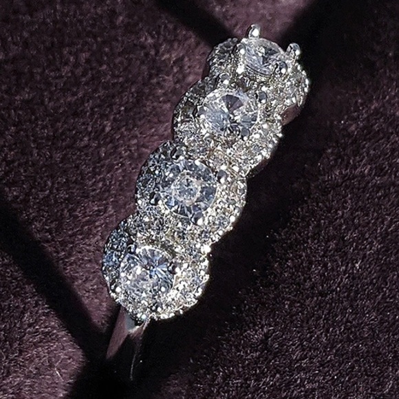 NEW💍925 STERLING SILVER ETERNITY DIAMOND RING - Picture 4 of 7